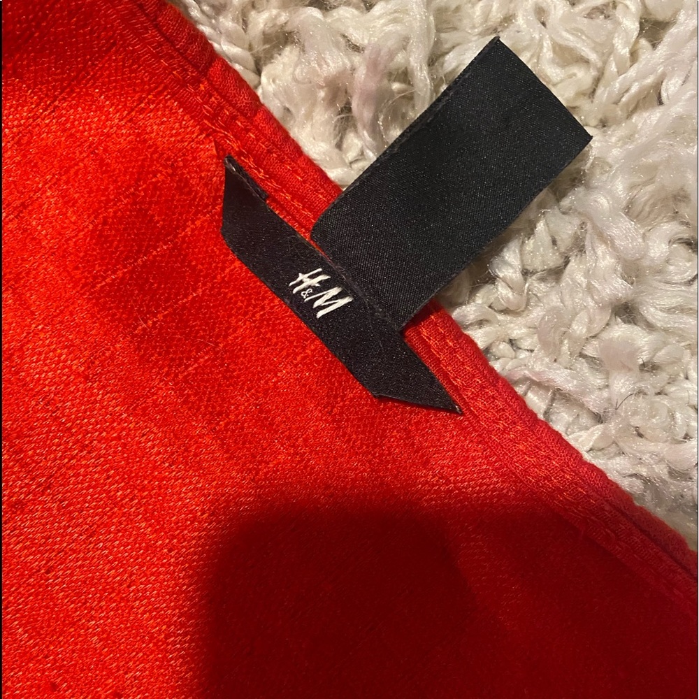 H&M Red Orange Fit & Flare Skater Swing Knee Length Dress Size: L - Picture 6 of 7